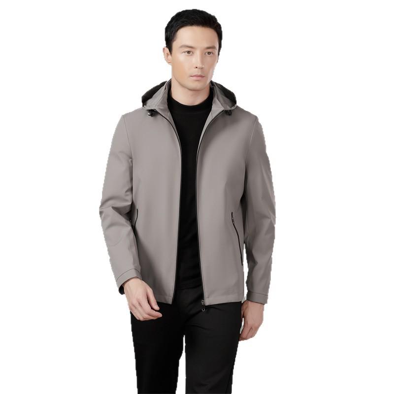 Men's Autumn 2025 Detachable Hood Business Casual Windbreaker Jacket