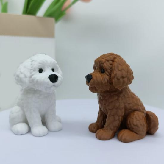 yangyizhi 3D Printed Dog Figurine, Cute Small Puppy Statue, Collectible Animal Ornament for Home Office Desk Shelf Decoration