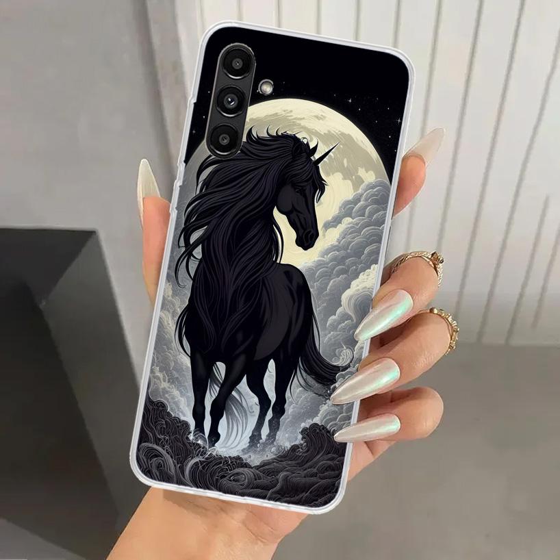 Animal Black Horse Phone Case for Samsung Galaxy A17 A16 A37 A26 A36 A57 A56 A15 A25 A35 A55 A14 A24 A34 A54 A13 A23 A33 A53 Gal