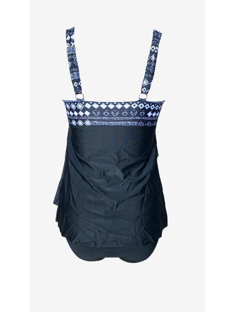 European & American Plus Size Rhombus Split Swimsuit for Women