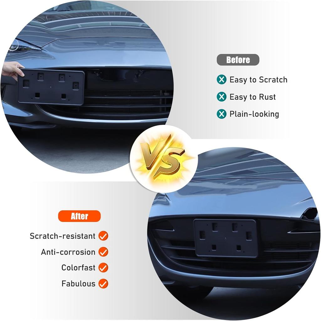 Držák registrační značky na přední nárazník pro Mazda MX-5 Miata 2023 2024 2025 2026, Montáž šroubováním, Bez nutnosti vrtání otvoru pro přemístění, Přední nárazník