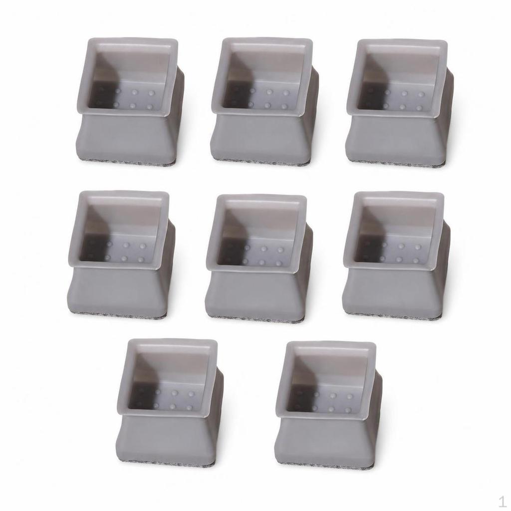 Silicone Chair Leg Caps for Noise Reduction and Floor Protection Transparent Square