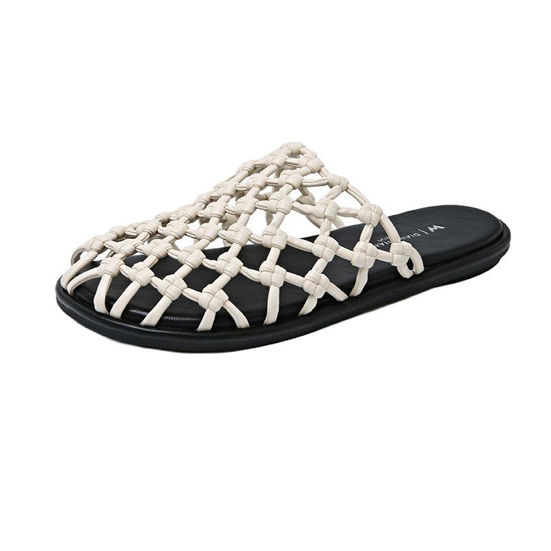 A New Style of Flat-bottomed Woven Toe Half-slipper Women's Shoes with A Lazy Person's Hollowed-out Style