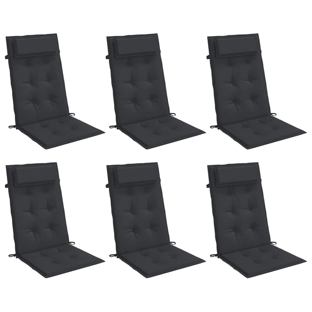 High Back Chair Cushions 6 Pcs Black Oxford Fabric
