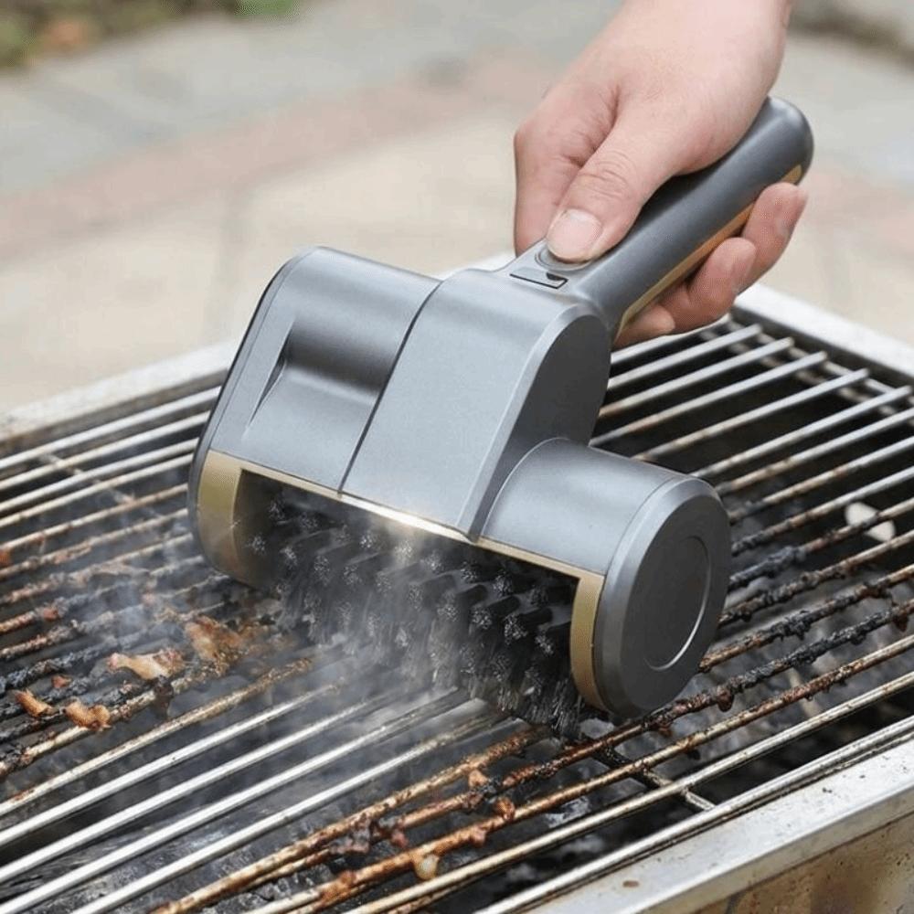 Rechargeable Cordless BBQ Grill Brush with LED Light BBQ Rotating Brush Roller Grill Brush Kitchen
