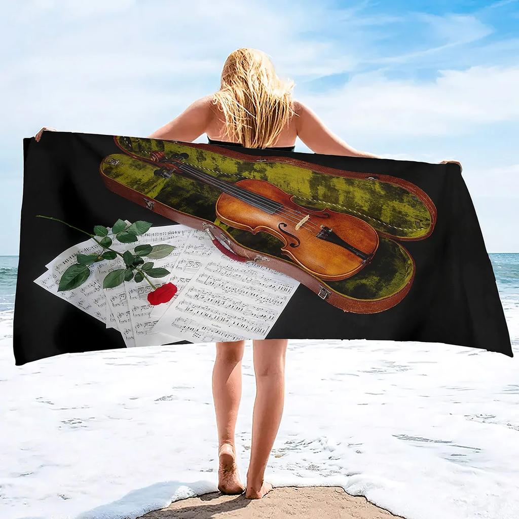 Beach Towels Violin Sand Towel Beach Blanket Sand Free-Microfiber Quick Dry Swimming Pool Towels Camping Towels for Kids Adults