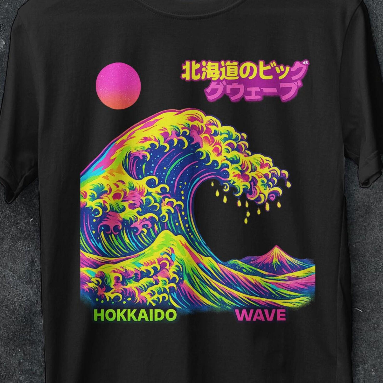 Hokkaido Wave Shirt, Retro Japanese Shirt, Japan shirt, Japanese Ukiyoe e shirt, graphic tee, the great wave off kanagawa, japanese shirt 4XL