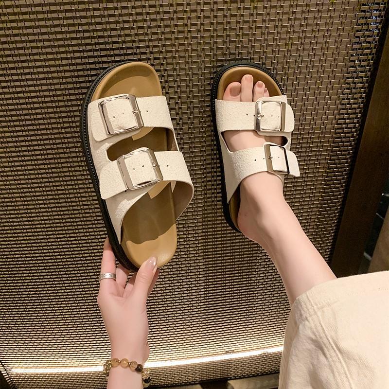 Fashion 2025 Women Flat Casual Slippers Ladies' Casual Simple Hasp Flat Base Slippers Large Size Comfortable Non-slip Women Slippers