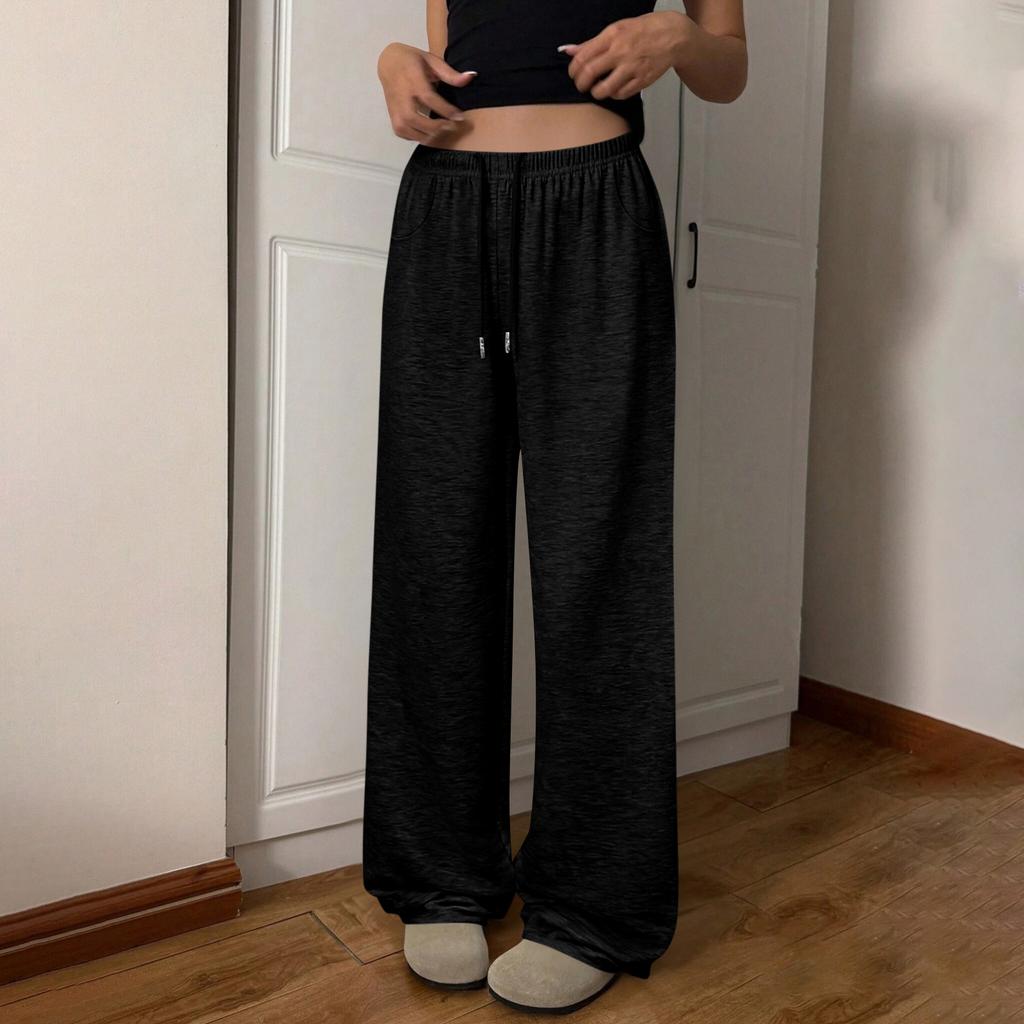 Damen Wide Leg Jogginghose Lockerer Gerader Schnitt mit Taschen für Freizeit und Sport