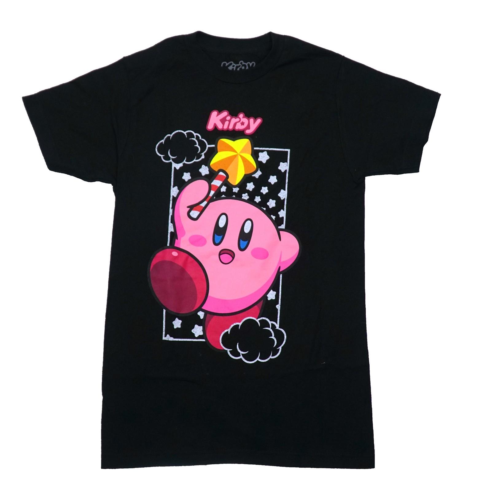 Kirby Mens T-Shirt - Among Distressed White Clouds Below Name XXXXL