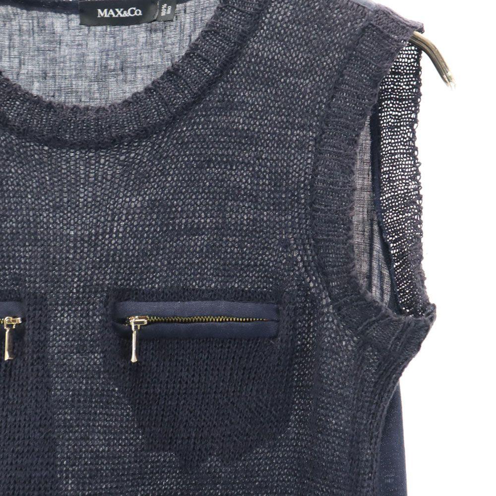 MAX&CO linen No sleeve Knit switching mini dress XS Navy Women Used