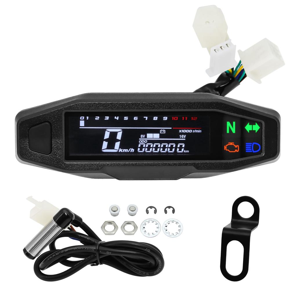 Mini Universal Drehzahlmesser für Motorrad LCD Digitaler Tacho Kilometerzähler Elektromotorrad Geschwindigkeitsmesser Moto Zubehör