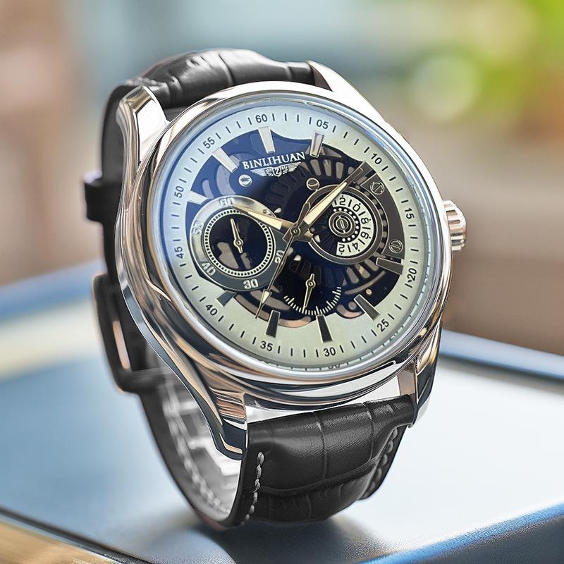 Men's Classic Leather Watch Minimalist Quartz Wristwatch