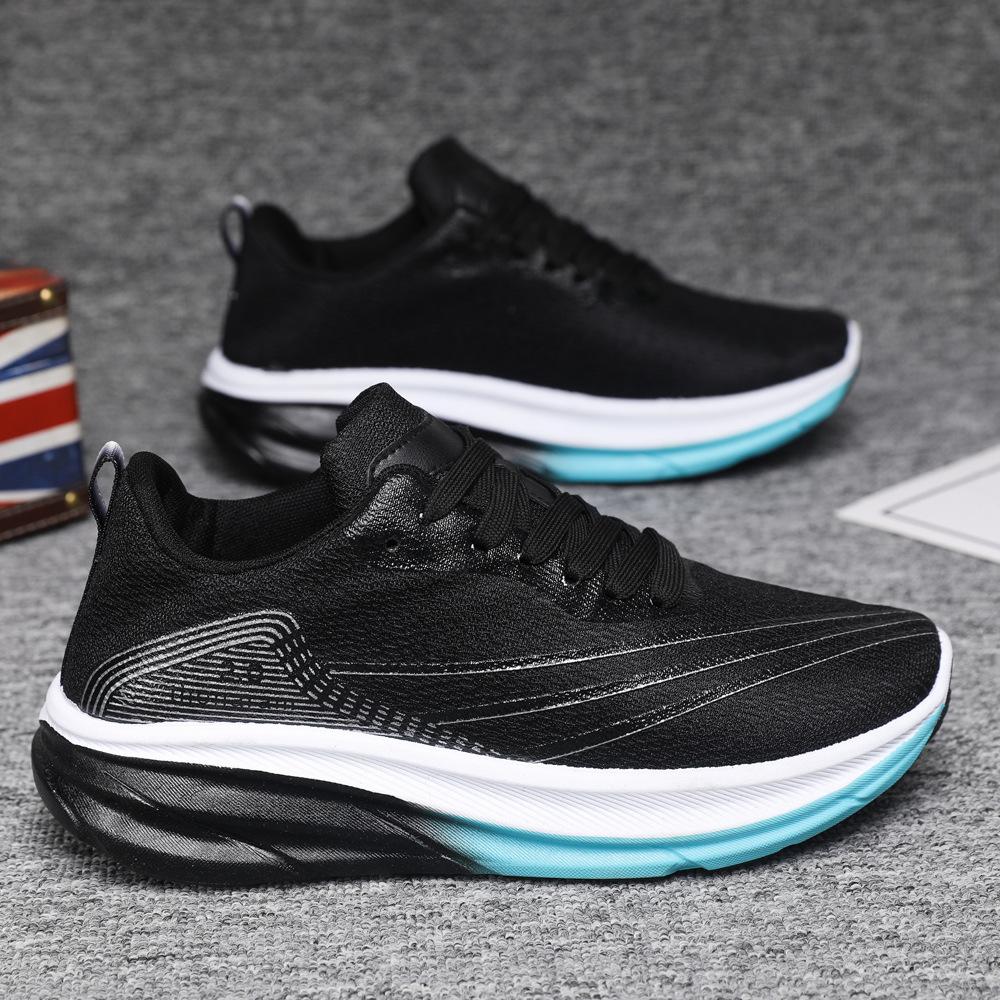 

Весенне-летняя новая мужская обувь дышащая сетка флай-нит модная повседневная трендовая универсальная легкая спортивная обувь для бега на толстой подошве 45 чёрный