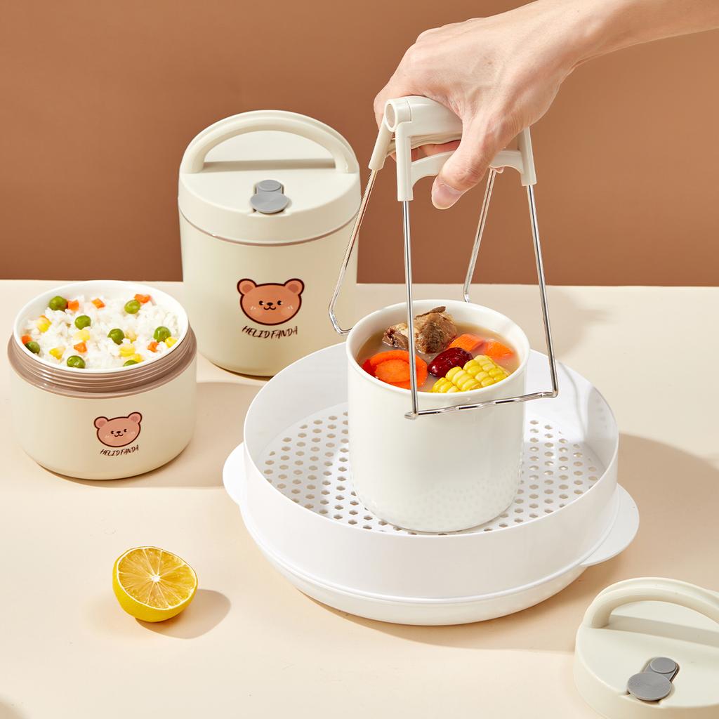 Niedliche Handliche Keramik Isolierte Lunchbox für Kinder Studenten Tragbar Wiederverwendbar Auslaufsicher Runde Lebensmittelbehälter Mikrowellengeeignet