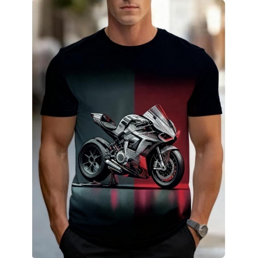 Men's Streetwear Sports 3D Print Loose Round Neck Short Sleeved T-shirt Top