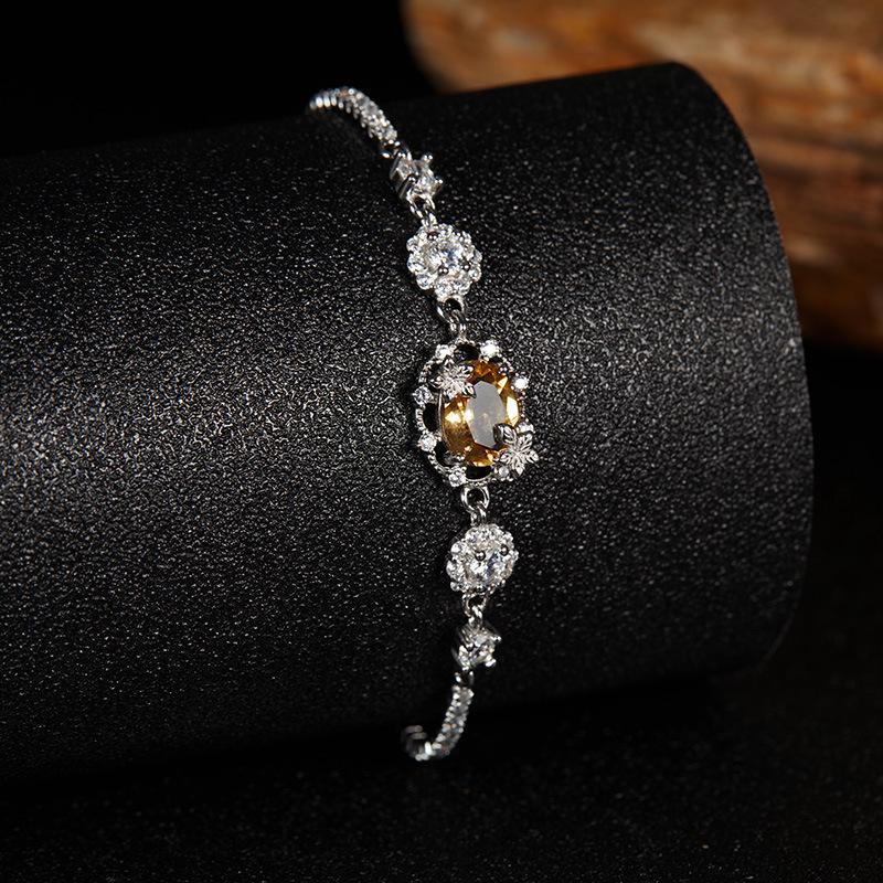 Jewelry Earrings S925 Sterling Silver With Natural Topaz Amethyst Garnet Color Treasure Bracelet Women