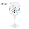 Dekoratives Glas für Zuhause Weihnachts-Stielglas, Schneemann/WeihnachtsmannKranz/Elch/WeihnachtsbaumHandbemalt, Elegantes Schneemann-Trinkglas Kreatives Stielglas