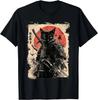 Vintage Japanese Art Anime Graphic Samurai Cat Warrior Gift Unisex T-Shirt