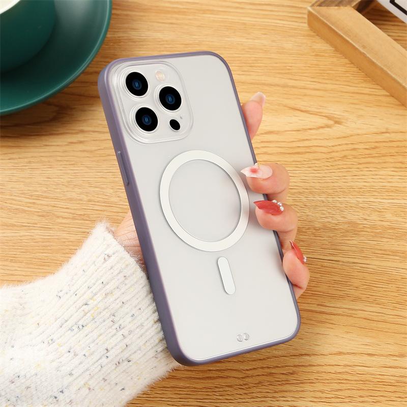 Applicable To IPhone14 Magnetic Suction Phone Case Two-in-one Apple 13promax Full-pack Transparent Hard Case