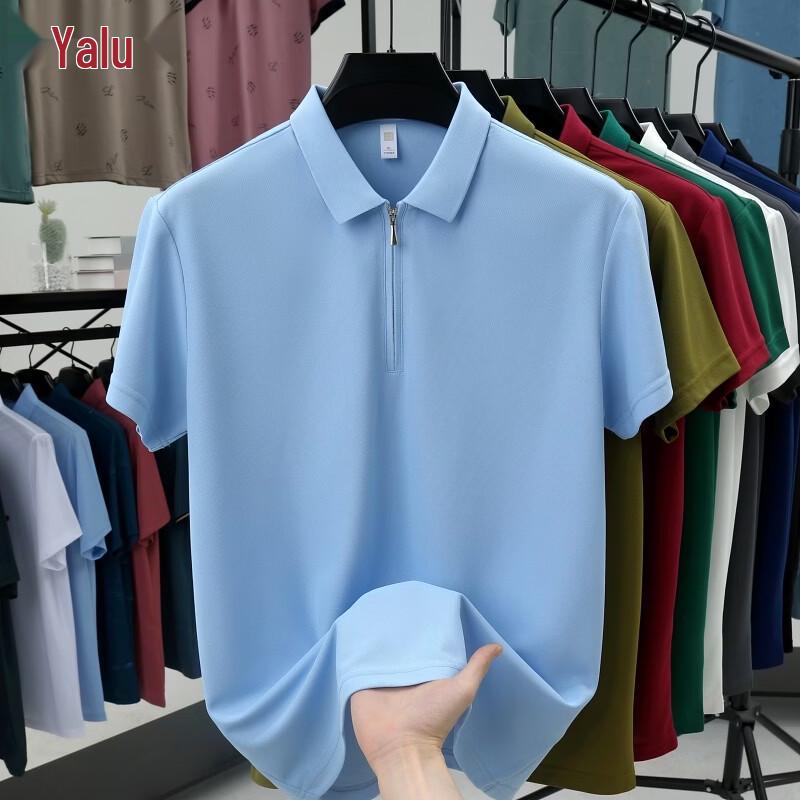 Yalu Men s Breathable Zip Polo Short Sleeve T-Shirt 3XL