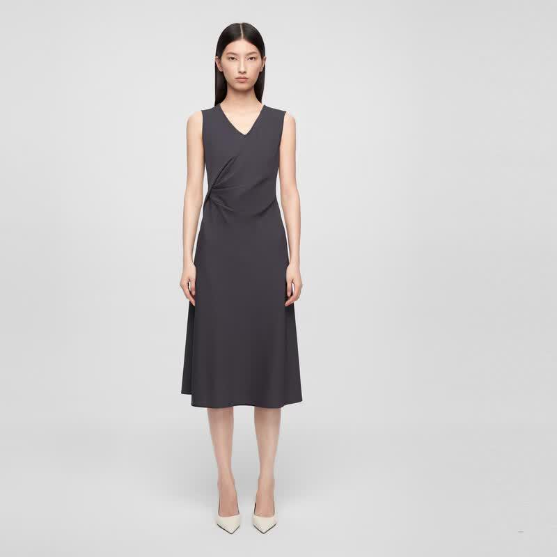 ELLASSAY Women s Triacetate Pleated Sleeveless Dress S