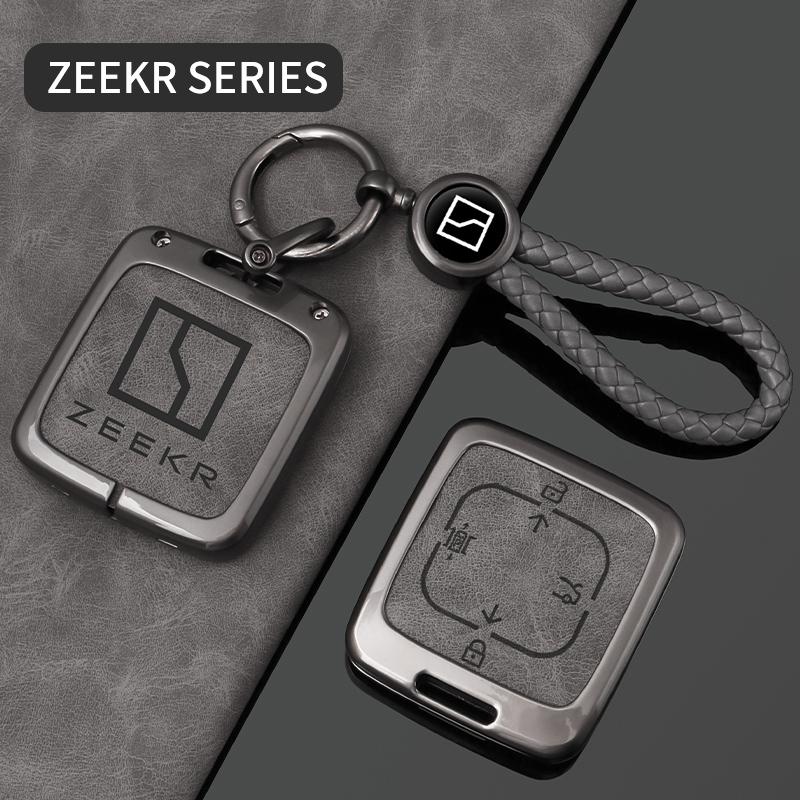 Zinc Alloy Leather Car Key Case Cover, For Zeekr 001 007 009 Zeekr X Zeekr Nfc Holder Shell Fob Protective Keychain Accessories