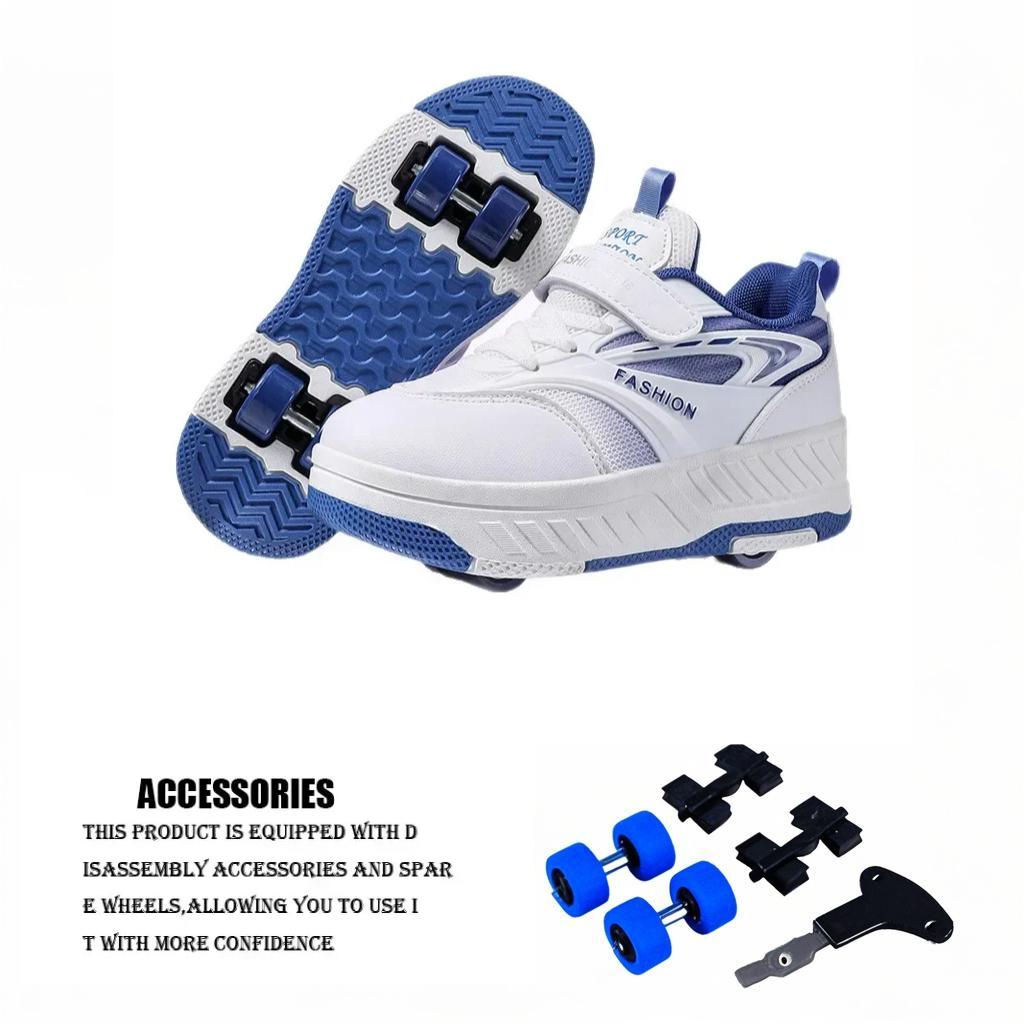 Children's Deformation Roller Skating Shoes 4 Wheel Skating Shoes Flying Roller Skate Sports Wheel Shoes Dual-use Racing Sneaker