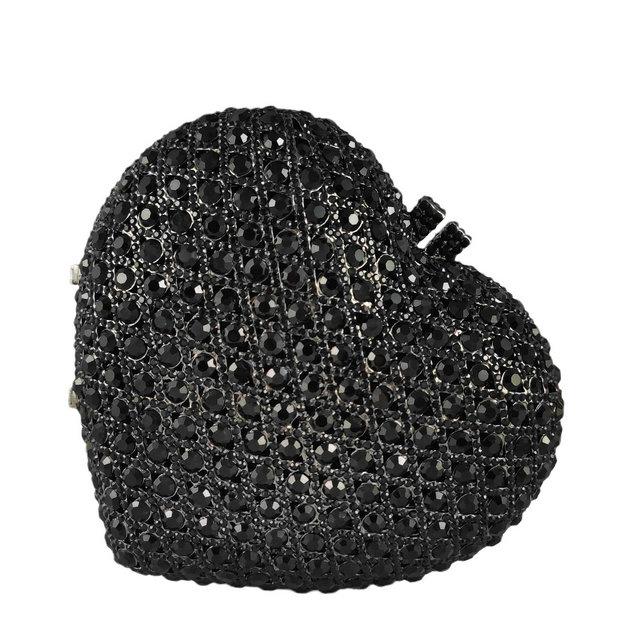 

Boutique De FGG Luxury Silver Crystal Clutch Bags Women Heart Evening Bags Bridal Wedding Party Rhinestone Handbags and Purses Mini Size