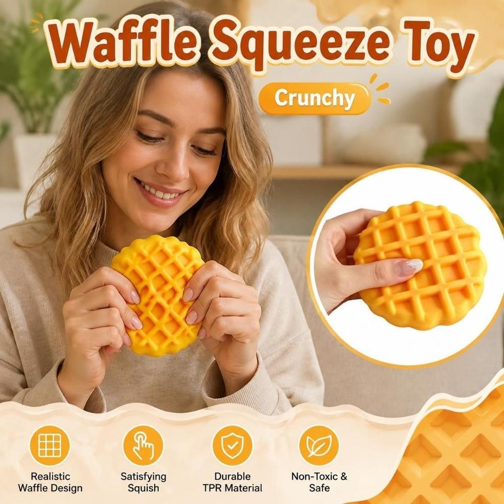 Building Blocks Crackling Waffle Squishy Toy Sound Effects Realistic Dessert Pinch for Kids Adults