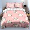Cartoon Poodle Pink Set Decoration Soft Skin-Friendly Bedding Set Includes 1 Duvet Cover And 2 Pillowcase Gift