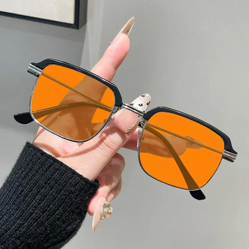 Luxury Metal Frame Blue Light Blocking Glasses Night Vision Goggles New Orange or Red Lens Eyewear for Competitive Game Computer