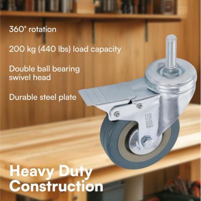 Universal Noiseless Furniture Caster Heavy Loads Transporter Swivel Caster Wear Resistant Rubber Roller Wheel Shelf Cart Wheel
