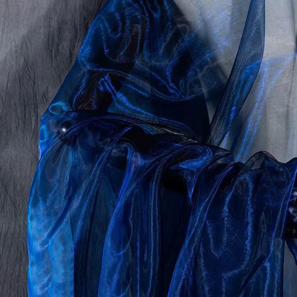 100X150cm Colorful Two-color Gradient Organza Mesh Fabric Shiny Tulle for Wedding Dress Headwear DIY Sew Patchwork Home Curtains