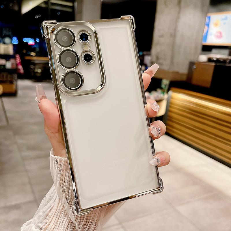 Transparent Phone Case For Samsung Galaxy S26 Ultra S25 S24 S23 S22 S21 A15 A52 A53 A54 A55 Electroplating Anti Fall Back Cover
