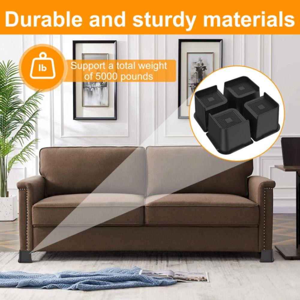 Square Design Bed Risers 4 Inch Height Bed Frame Lift Furniture Risers  Couch Support