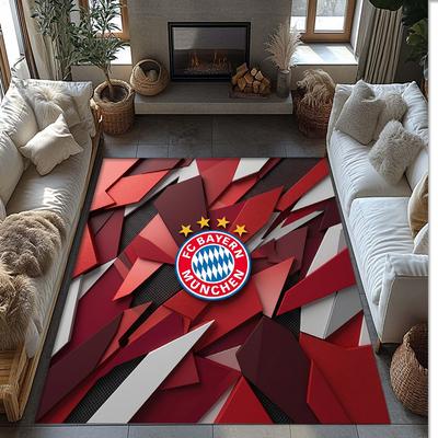FC Bayern München Bedruckter Flanell Teppich rutschfest weich Polyester Boden Teppich Indoor Dekor Matte für Schlafzimmer Wohnzimmer Sofa Spielzimmer Heimdekoration