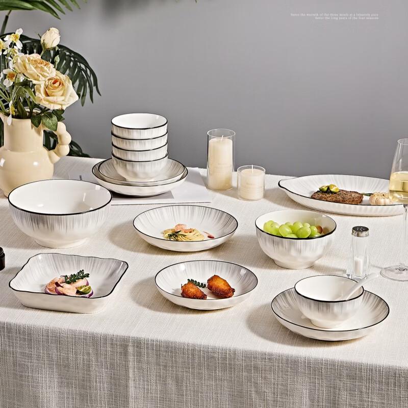 Nordic Stone Pattern 35-Piece Ceramic Dinnerware Set