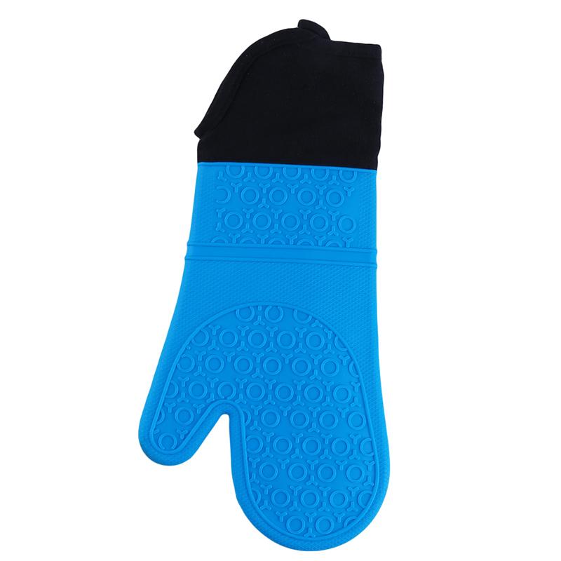 Baumwollhandschuh Diagonale Öffnung Verlängerte Lange Silikonhandschuhe Hand Mikrowellen-Isolierhandschuhe Küche und Haushaltsgeräte