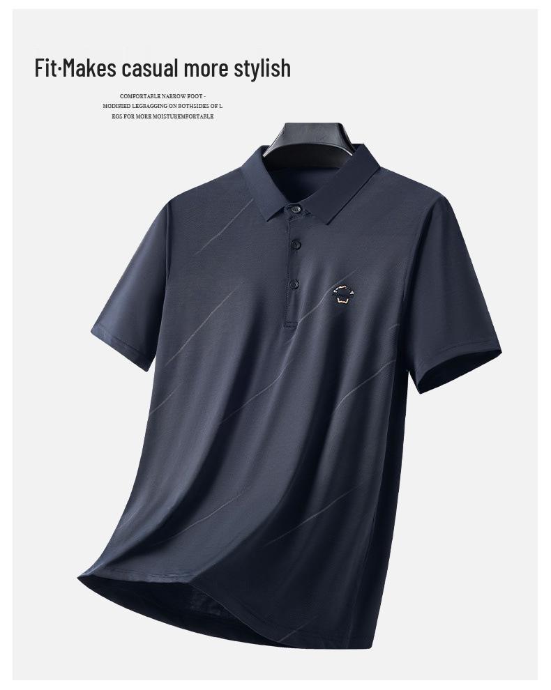Men's Summer Ice Silk Polo & Shorts Set - Business Casual Two-Piece