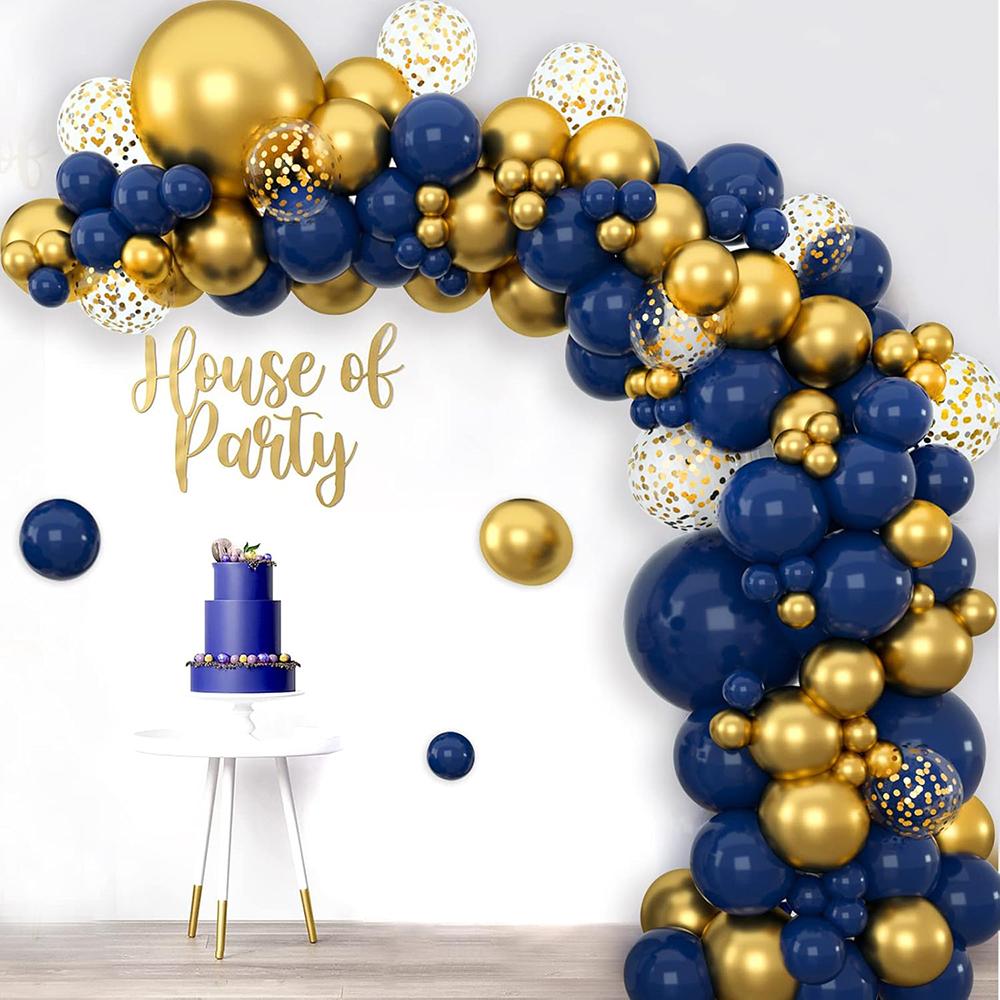 Navy Blue Balloons Garland Kit Blue Gold Confetti Balloon Arch Graduation Baby Shower Wedding Birthday Party Decoration Globos