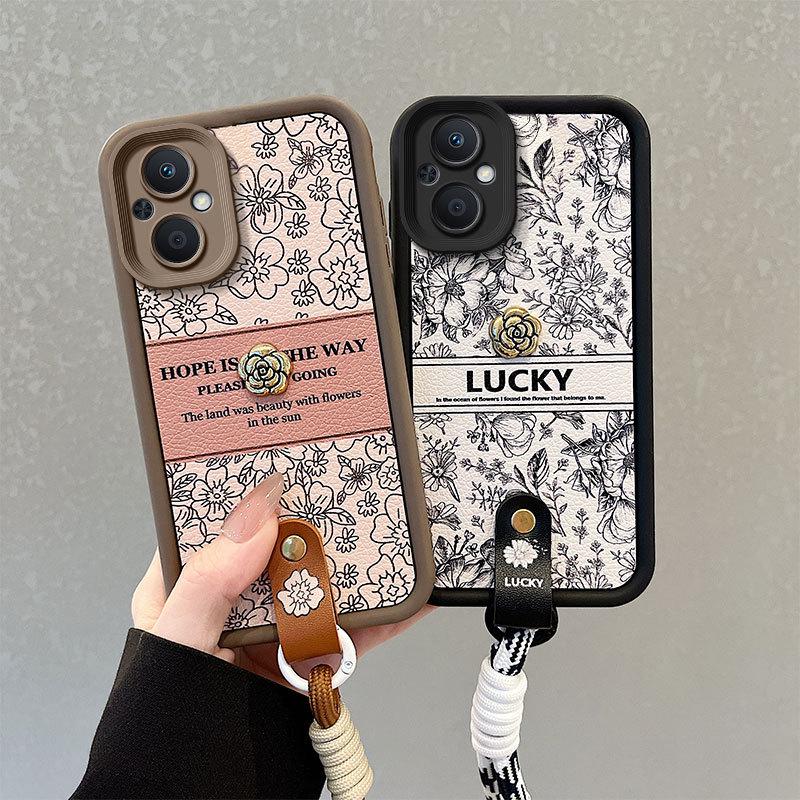 Floral Hand Strap Phone Case for OPPO Models: A58, A40, A96, A17K, A3 PRO, A80