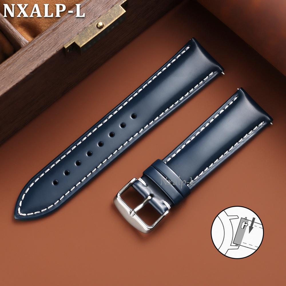 Oiled Leather Strap for Omega for Seiko Watch Band 18mm 19mm 20mm 21mm 22mm Genuine Cowhide Wristband Quick Release Accessories
