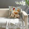 2D flat- Rustic Hen and Chicks Floral Throw Pillow Cover Farmhouse Style Square Cushion Case for Home Sofa Decor