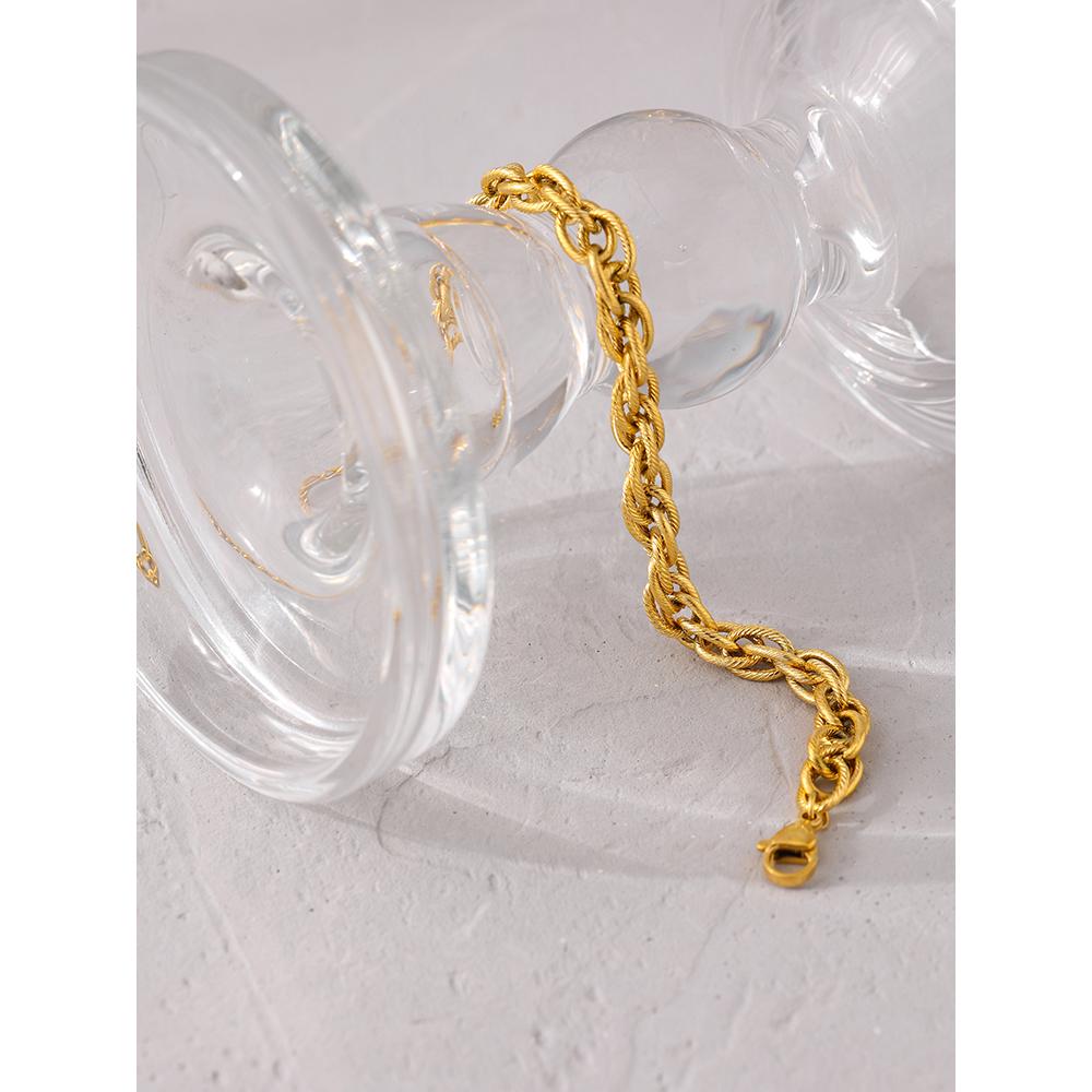 Eetit Stainless Steel Gold Color Chain Bangle Bracelet for Women