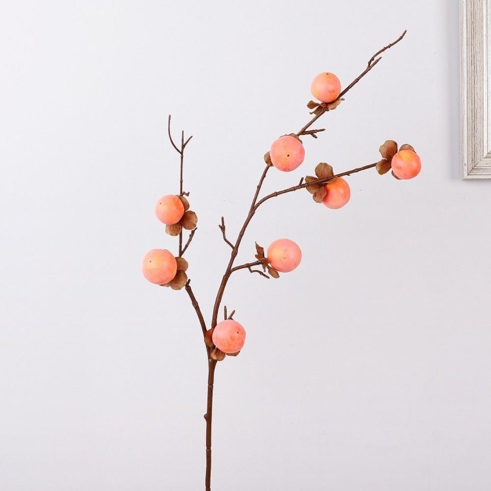 8 Heads Artificial Persimmon Branch Realistic Handmade Artificial Fruits Branches Elegant Foam Simulation Persimmon Fruit