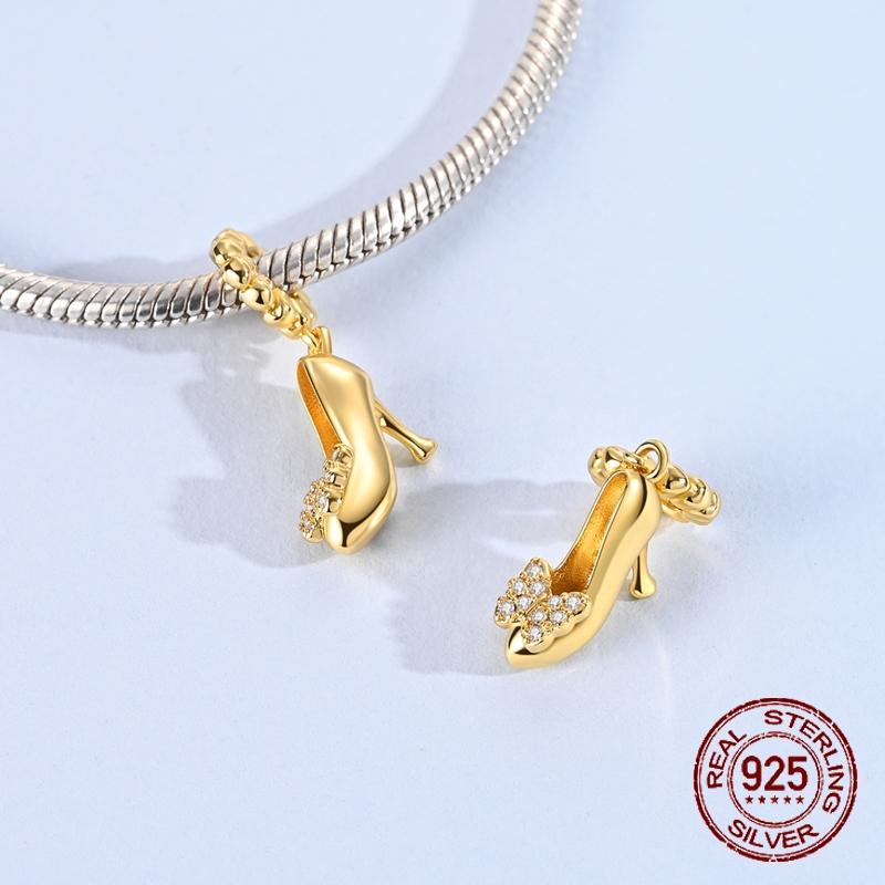 Golden Butterfly Style High Heels Beads Copper Craft Dangle Pendant Fit Bangle Bracelet Necklace Handmade Jewellery