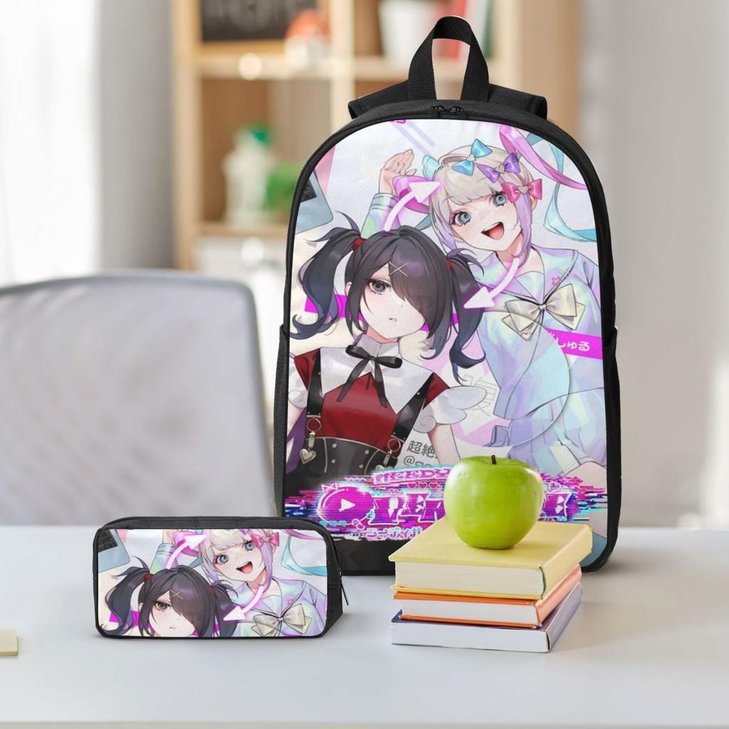 3Pcs Needy Girl Streamer Overload Backpack Set for Boy Girl Pen Bags Bookbag Sets with Lunch Box For School Students Knapsack