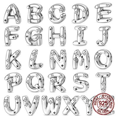 Gioielli Europei 26 Lettere A - Z Alfabeto Charms Perline Adatti Bracciale Originale in Rame Ciondolo Fai da Te Regalo Donna