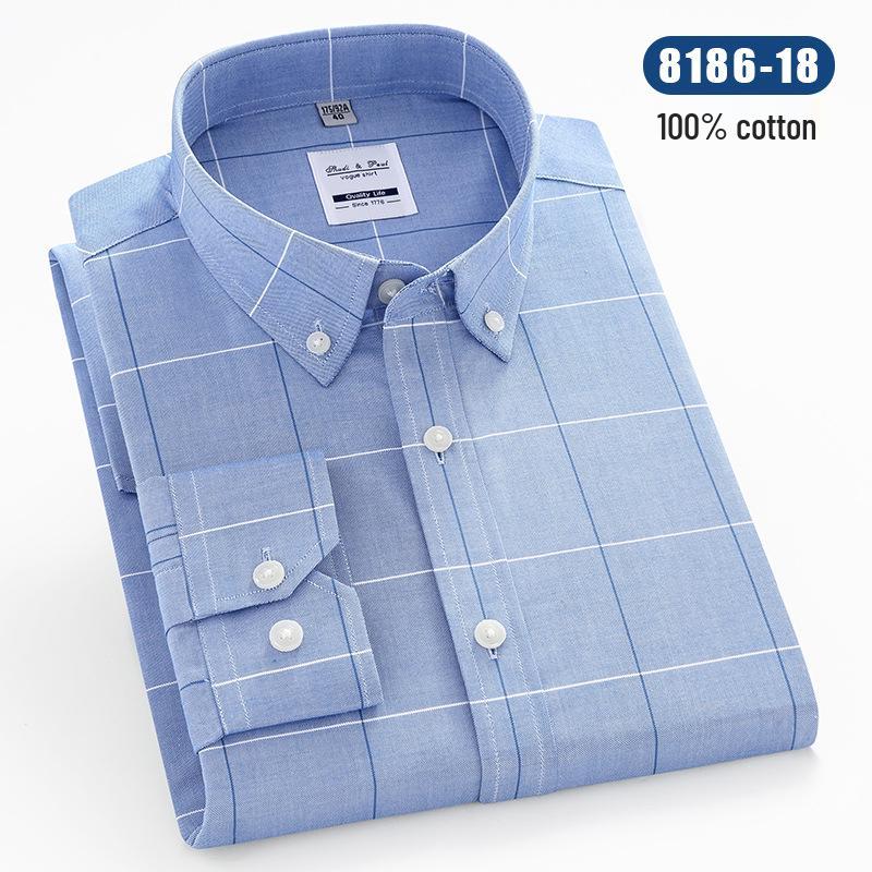 Men's Long Sleeve Striped Oxford Button-Down Shirt - New Color